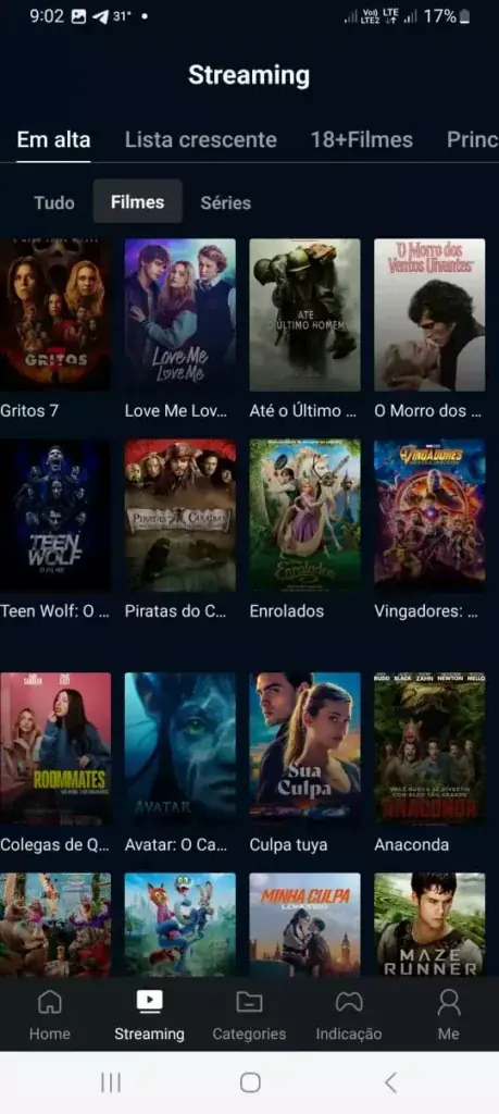 DeepCine APK app homepage preview with movies and TV series