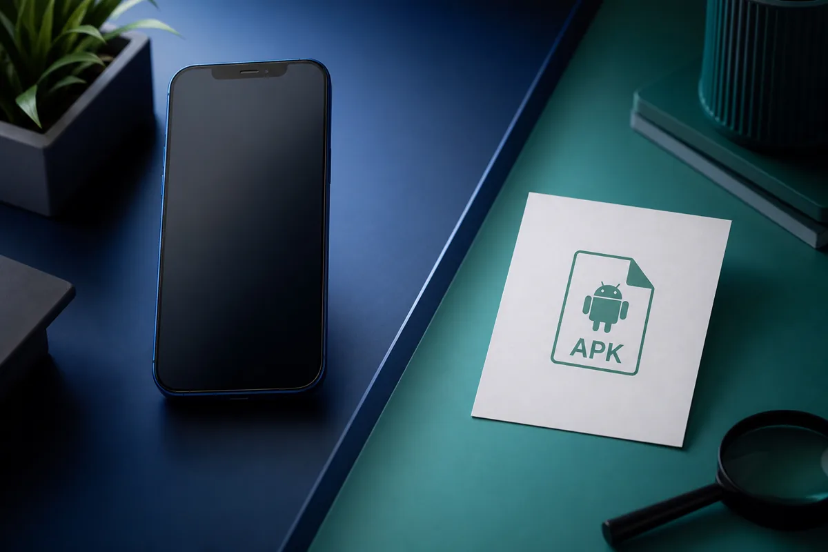 Concept image showing iPhone and Android APK compatibility boundaries for DeepCine