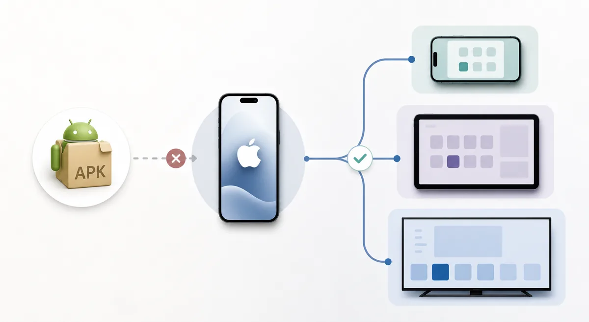 Concept image showing safer DeepCine research paths across phone, tablet, TV, and emulator